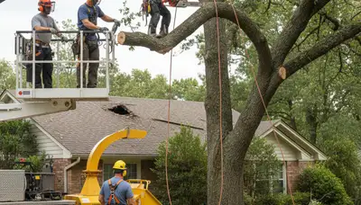 Emergency tree removal crew in Atlanta, GA clearing storm-damaged trees safely
