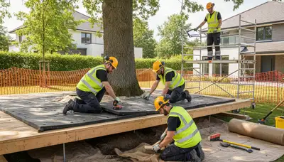 Atlanta tree service crew protecting roots for healthier trees in Atlanta, GA