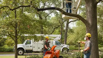 Atlanta tree disease treatment specialist inspecting diseased tree for fungal infection and decline