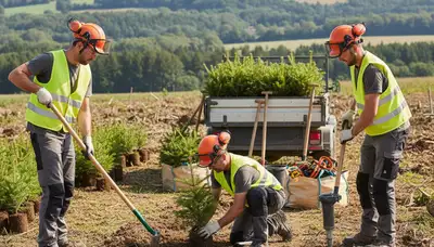 Atlanta, GA arborist planting a young tree for residential tree care service