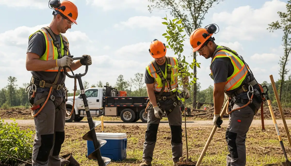 Atlanta, GA tree planting service selecting and planting trees for a residential property