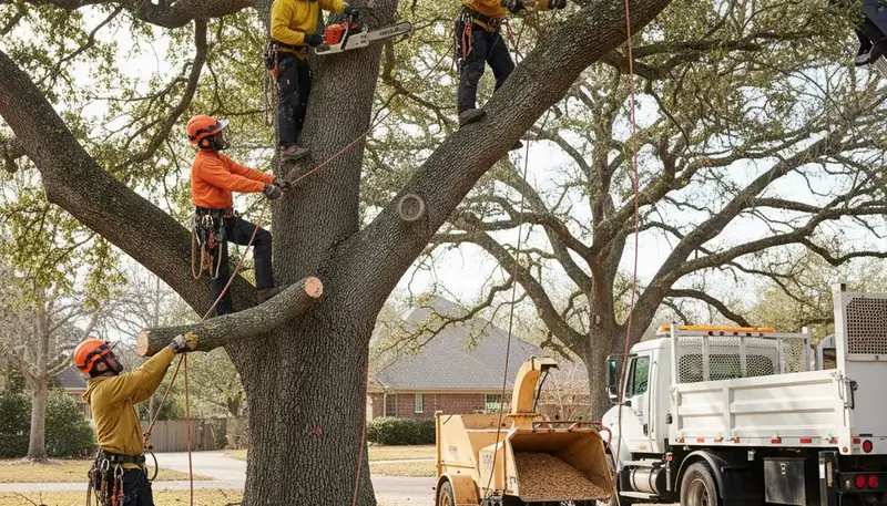 Atlanta, GA tree removal crew safely removing a hazardous tree for Arbor Tree Care