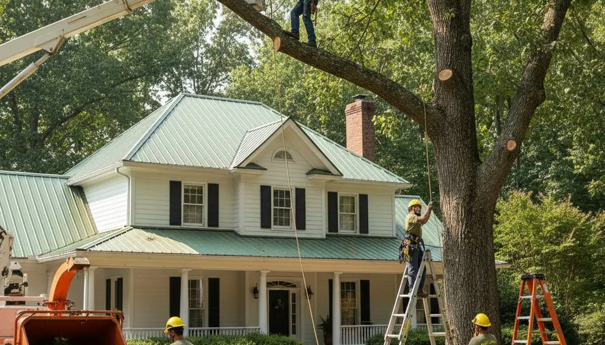 Tree service crew removing a tree in Atlanta, GA for Arbor Tree Removal Atlanta
