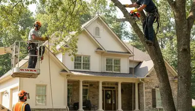 Atlanta tree service crew removing a tree, arborist and truck on-site in Atlanta, GA