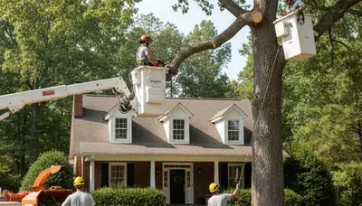 Tree service crew in Atlanta, GA providing professional tree removal and trimming outdoors