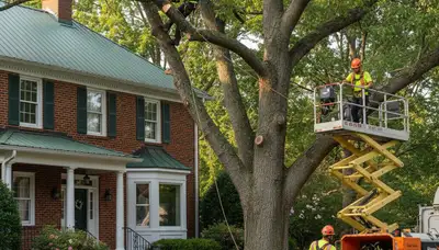 Atlanta, GA tree service crew removing a tree for residential property safety