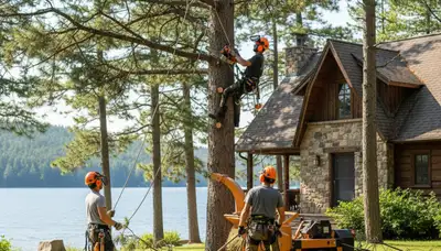 Tree service crew removing a tree in Atlanta, GA for Arbor Tree Removal Atlanta