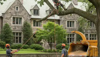 Tree service crew in Atlanta, GA removing a tree with professional equipment