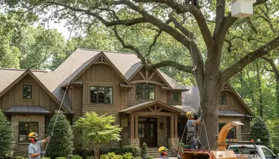 Atlanta, GA tree service crew trimming and removing trees for safe, professional property care