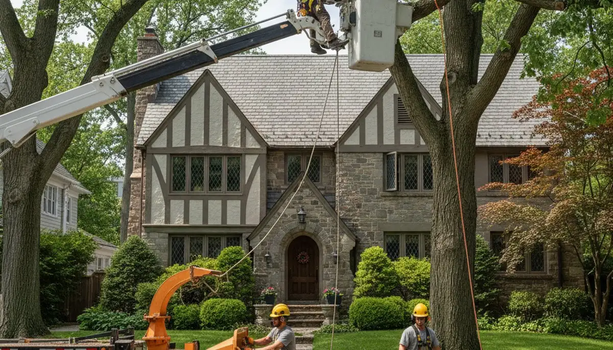 Tree service crew in Atlanta, GA providing professional tree removal and trimming for homes