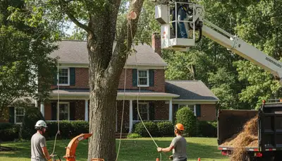 Tree service crew in Atlanta, GA removing a tree for Arbor Tree Removal Atlanta