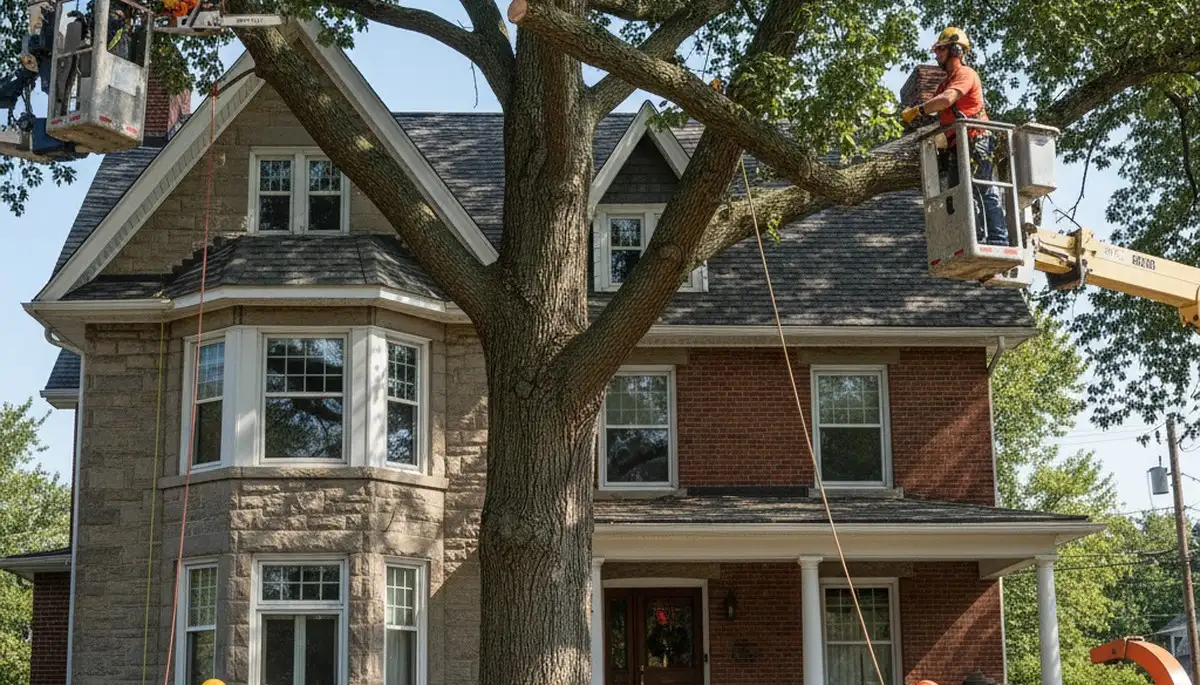 Tree service crew removing a tree in Atlanta, GA for safe residential property care