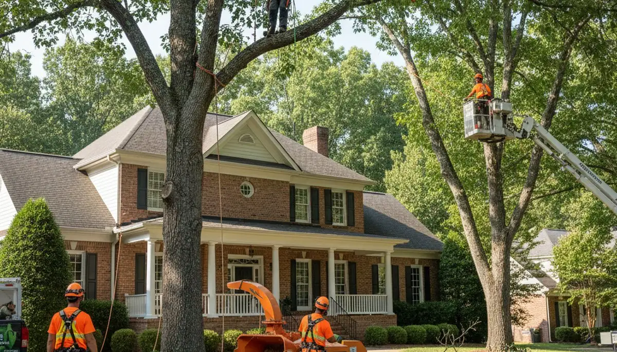 Tree service crew in Atlanta, GA removing a tree for safe, professional residential property care
