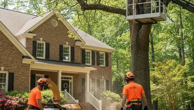 Atlanta, GA tree service crew removing a tree for safe residential property cleanup